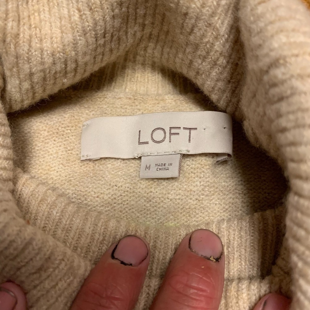 LOFT Fair Isles Sweater Turtleneck Pastel Nordic Cottage Boho Cozy Soft Medium - Picture 4 of 6